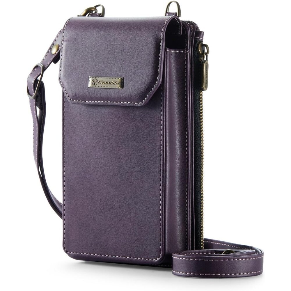 Grape Purple Small Crossbody Cell Phone Wallet Purse RFID Blocking with 10 Card